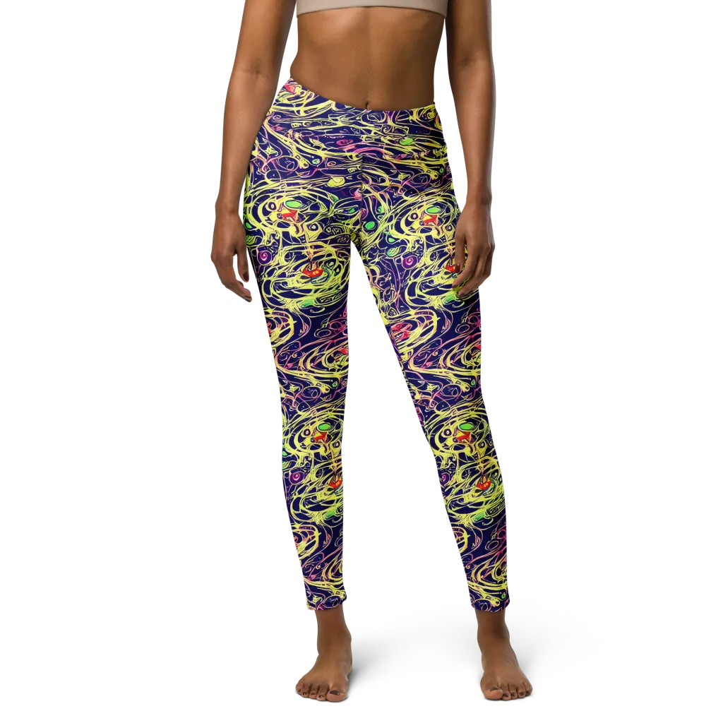 Lemon Ink Riptide on Yoga Leggings — Front
