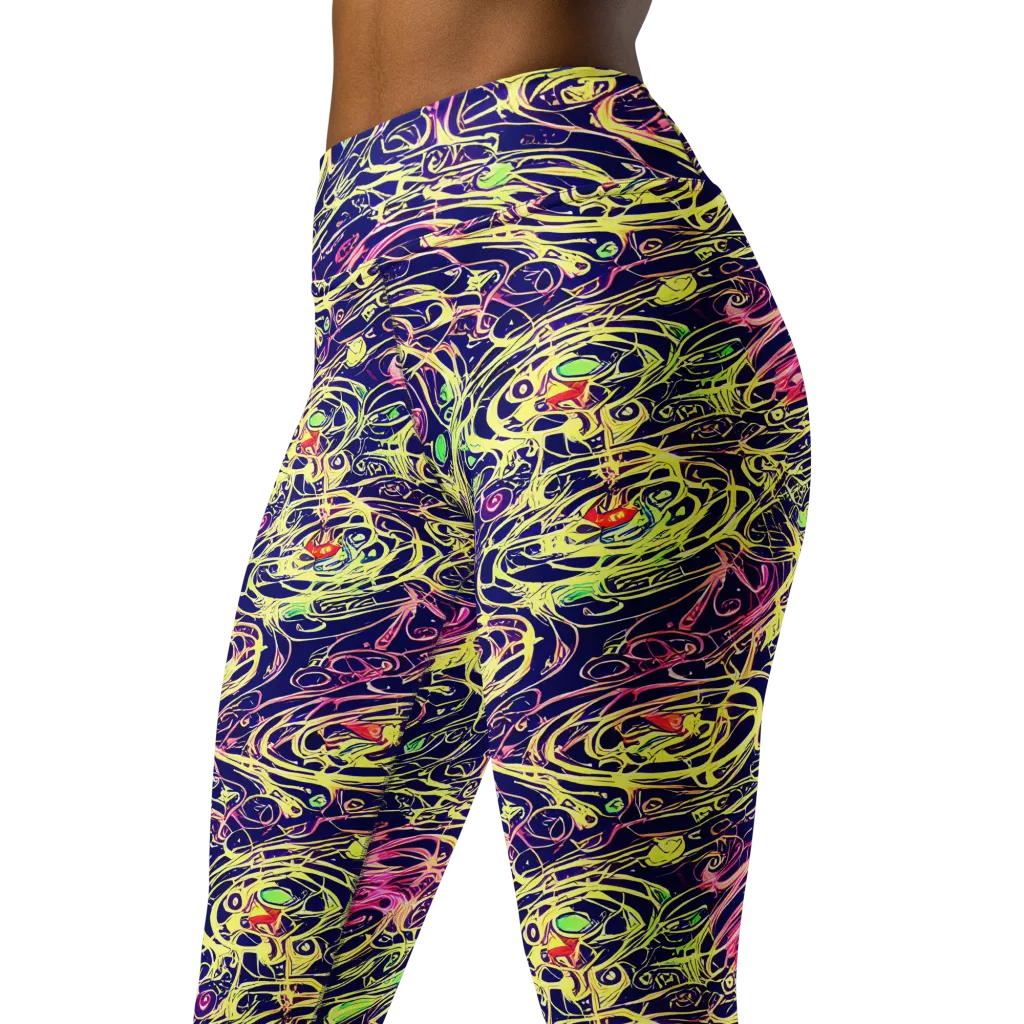 Lemon Ink Riptide on Yoga Leggings — Left Front
