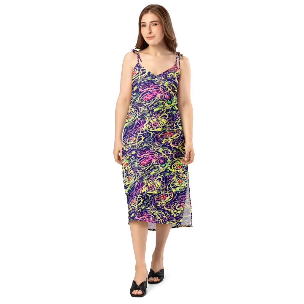 Lemon Ink Riptide on Slip Dress — Front
