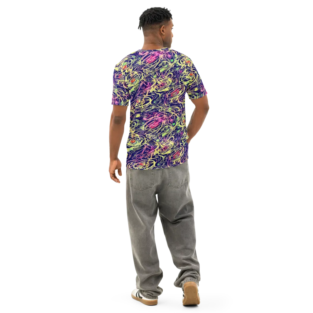 Lemon Ink Riptide on Men's Cotton Crew Neck T-Shirt — Back