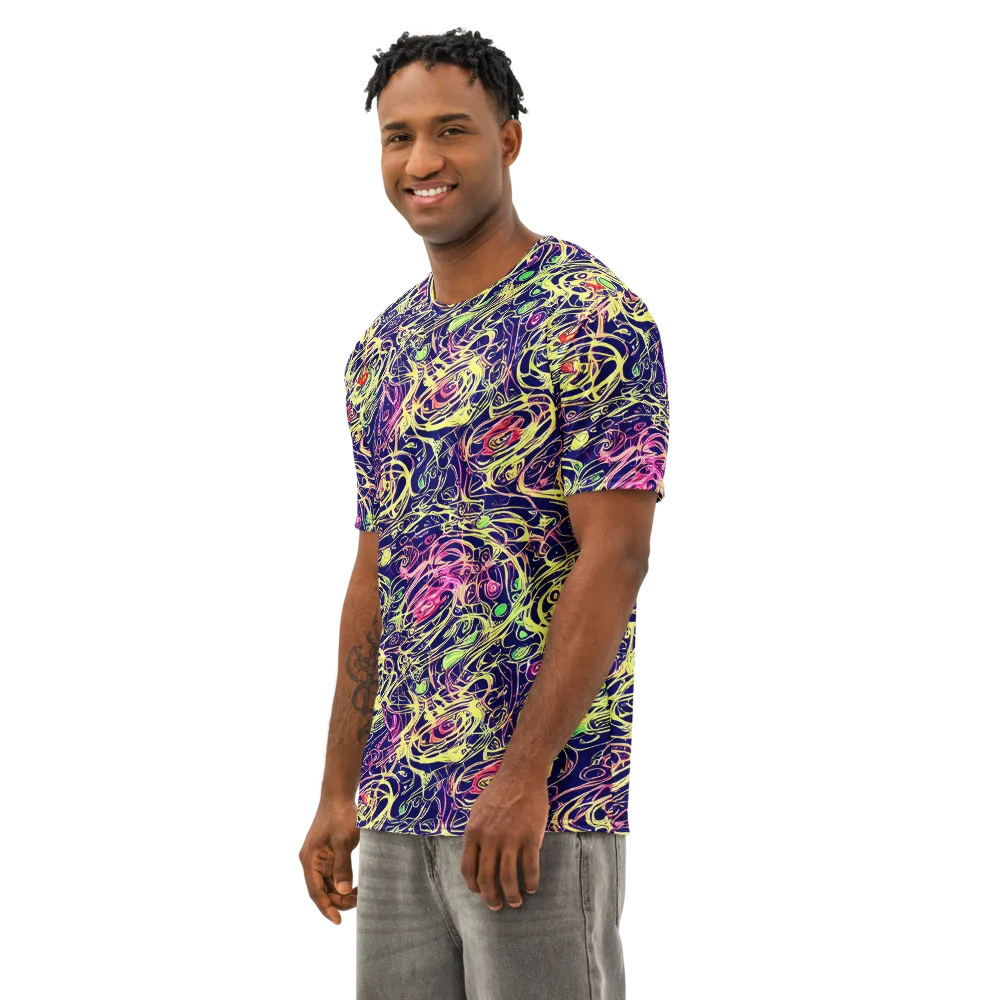 Lemon Ink Riptide on Men's Cotton Crew Neck T-Shirt — Left Front