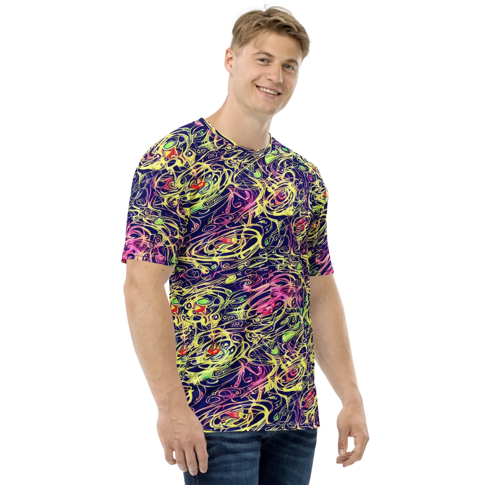 Lemon Ink Riptide on Men's Crew Neck T-Shirt — Right