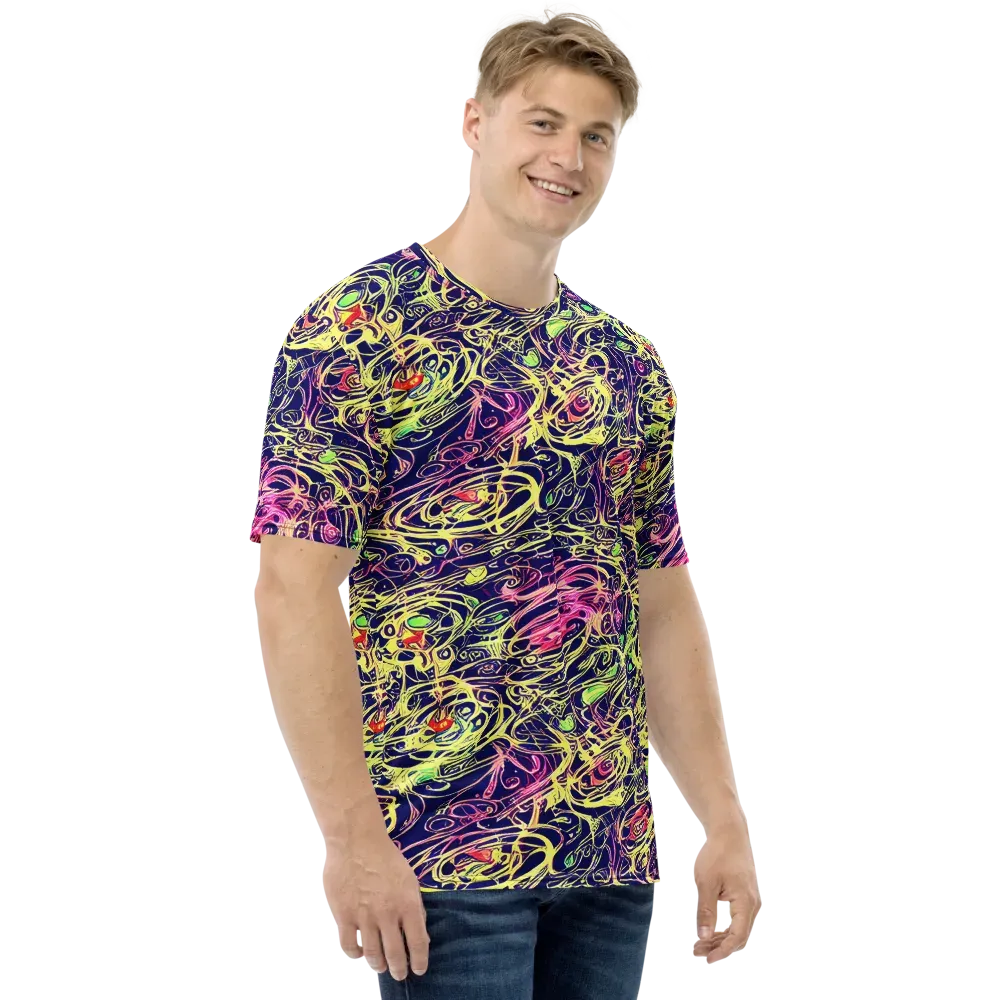 Lemon Ink Riptide on Men's Crew Neck T-Shirt — Right