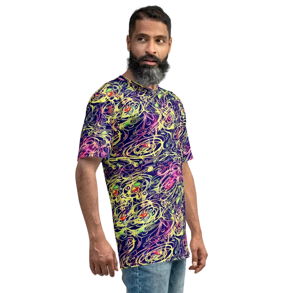 Lemon Ink Riptide on Men's Crew Neck T-Shirt — Right