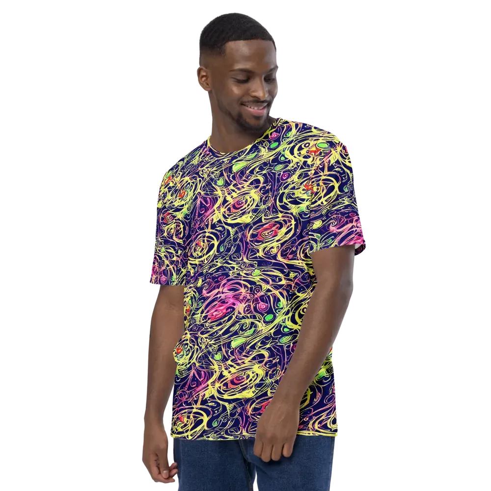 Lemon Ink Riptide on Men's Crew Neck T-Shirt — Left
