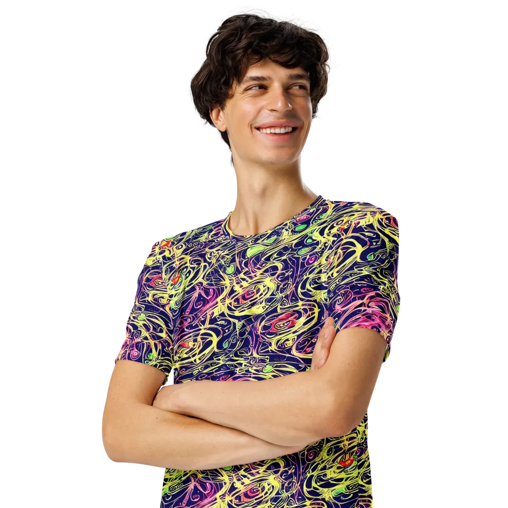 Lemon Ink Riptide on Men's Crew Neck T-Shirt — Left Front