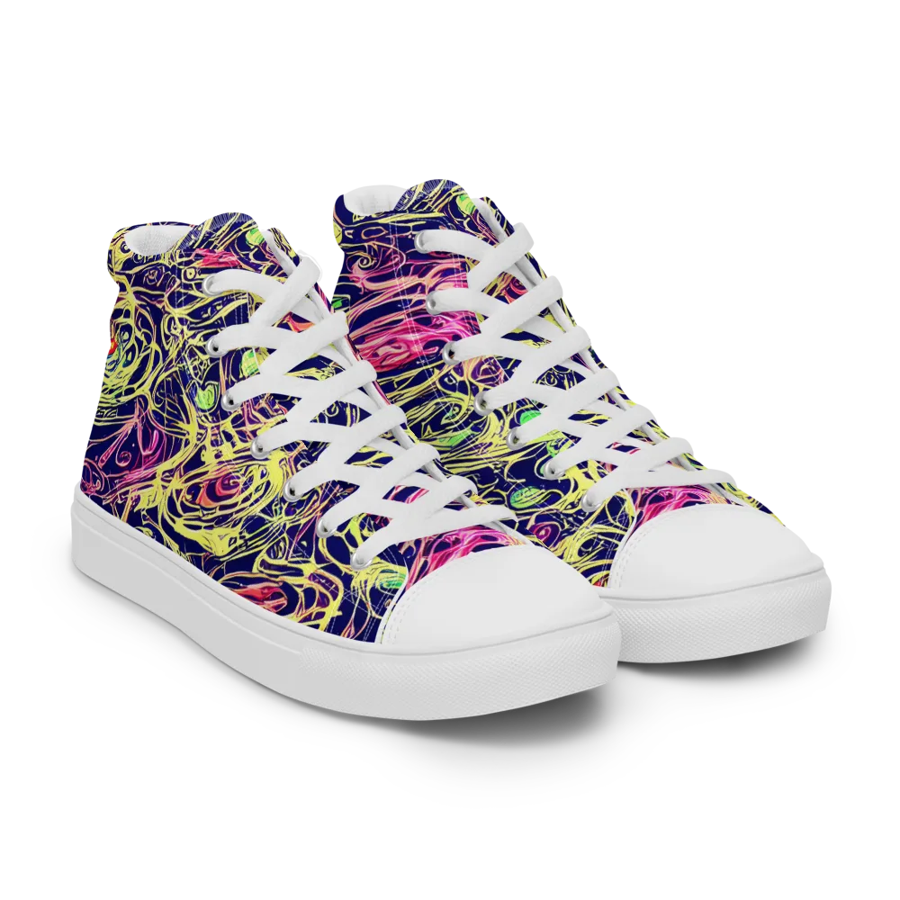 Lemon Ink Riptide on Men's High Top Canvas Shoes — Right Front