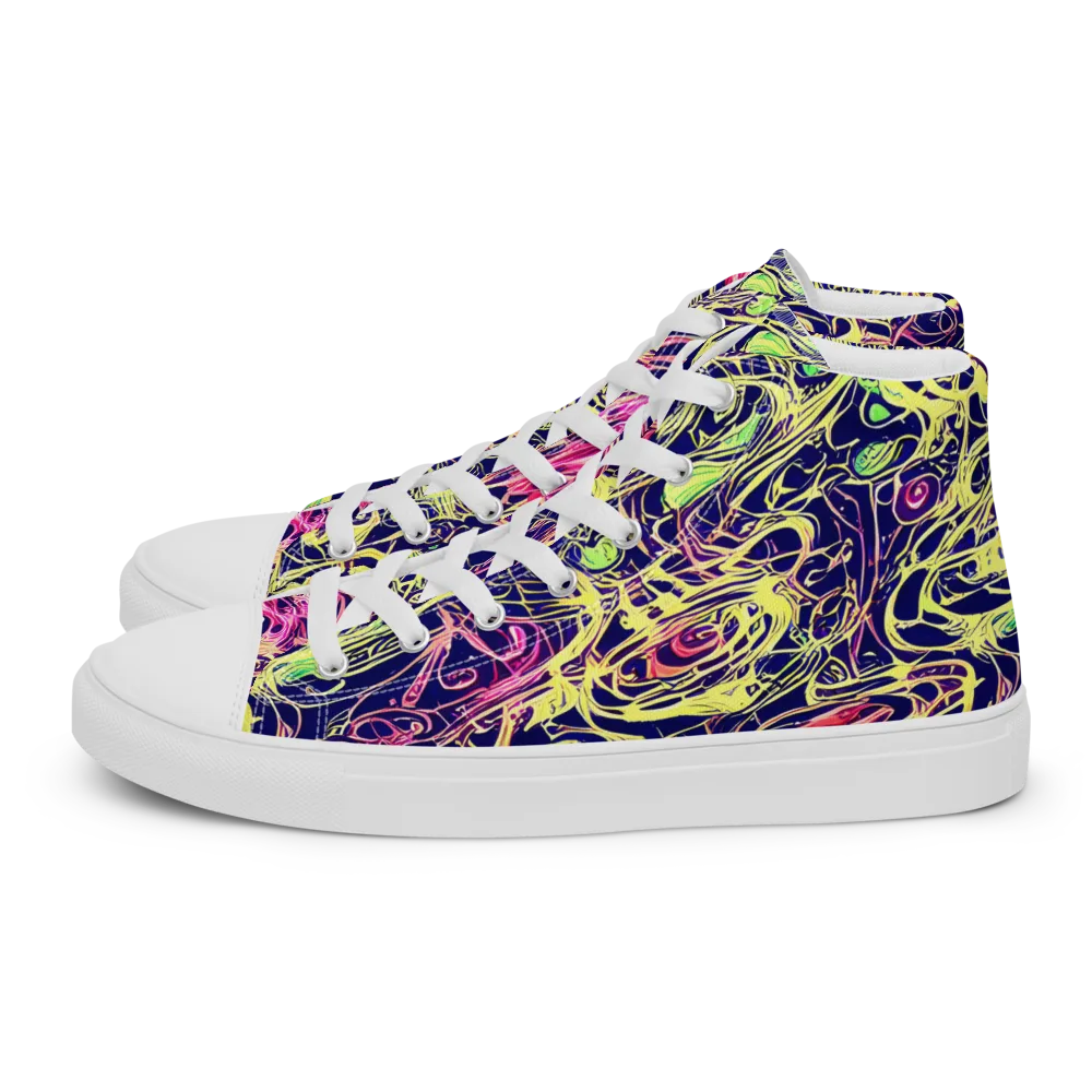 Lemon Ink Riptide on Men's High Top Canvas Shoes — Left