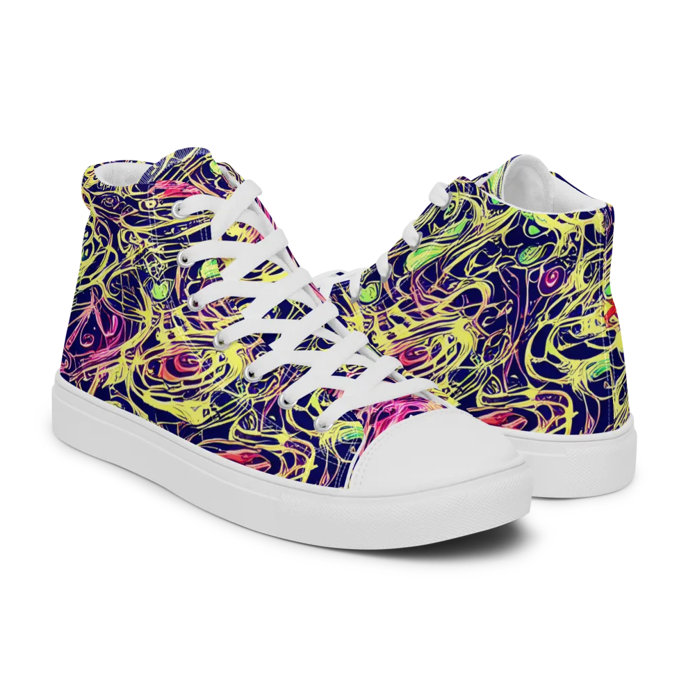 Lemon Ink Riptide on Men's High Top Canvas Shoes — Right