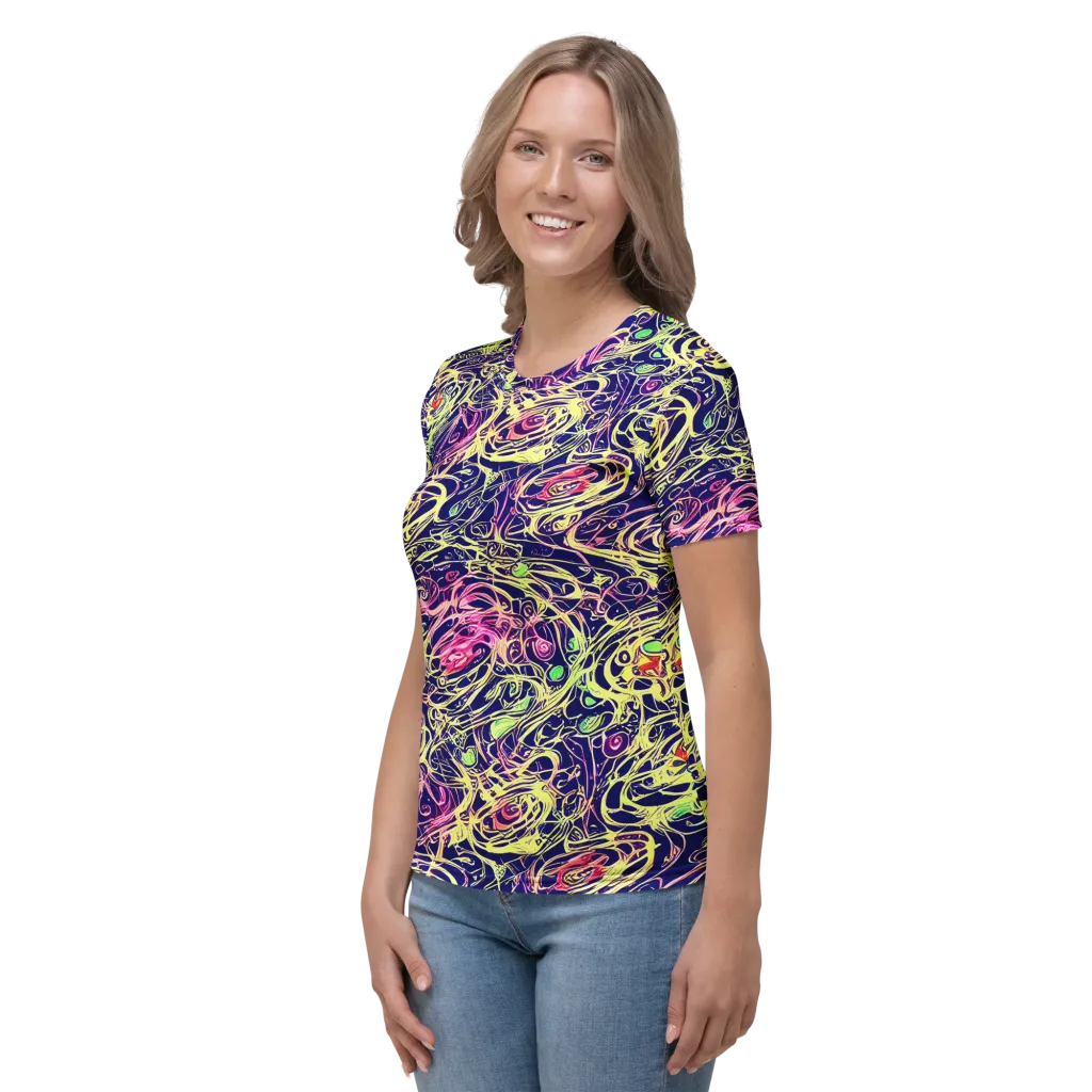 Lemon Ink Riptide on Women's Crew Neck T-Shirt — Left