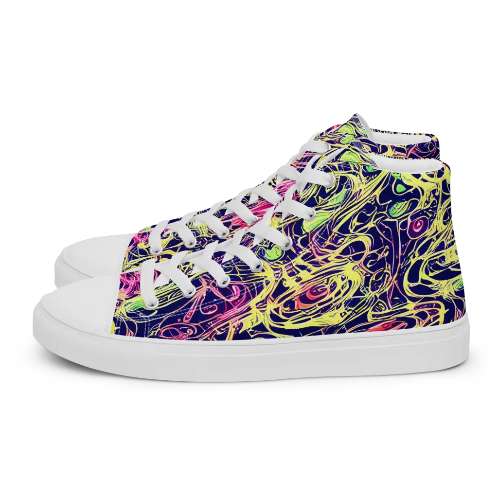 Lemon Ink Riptide on Women's High Top Canvas Shoes — Left