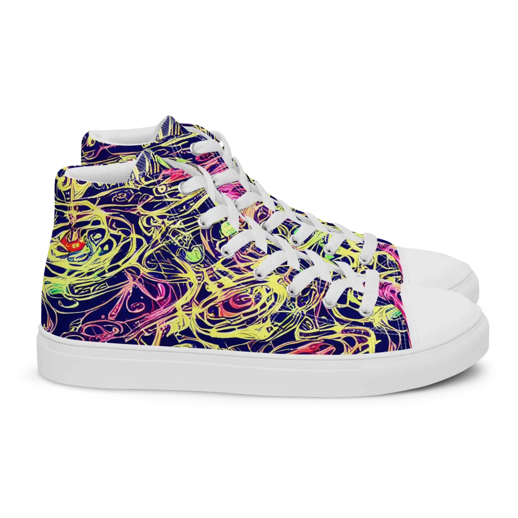 Lemon Ink Riptide on Women's High Top Canvas Shoes — Right