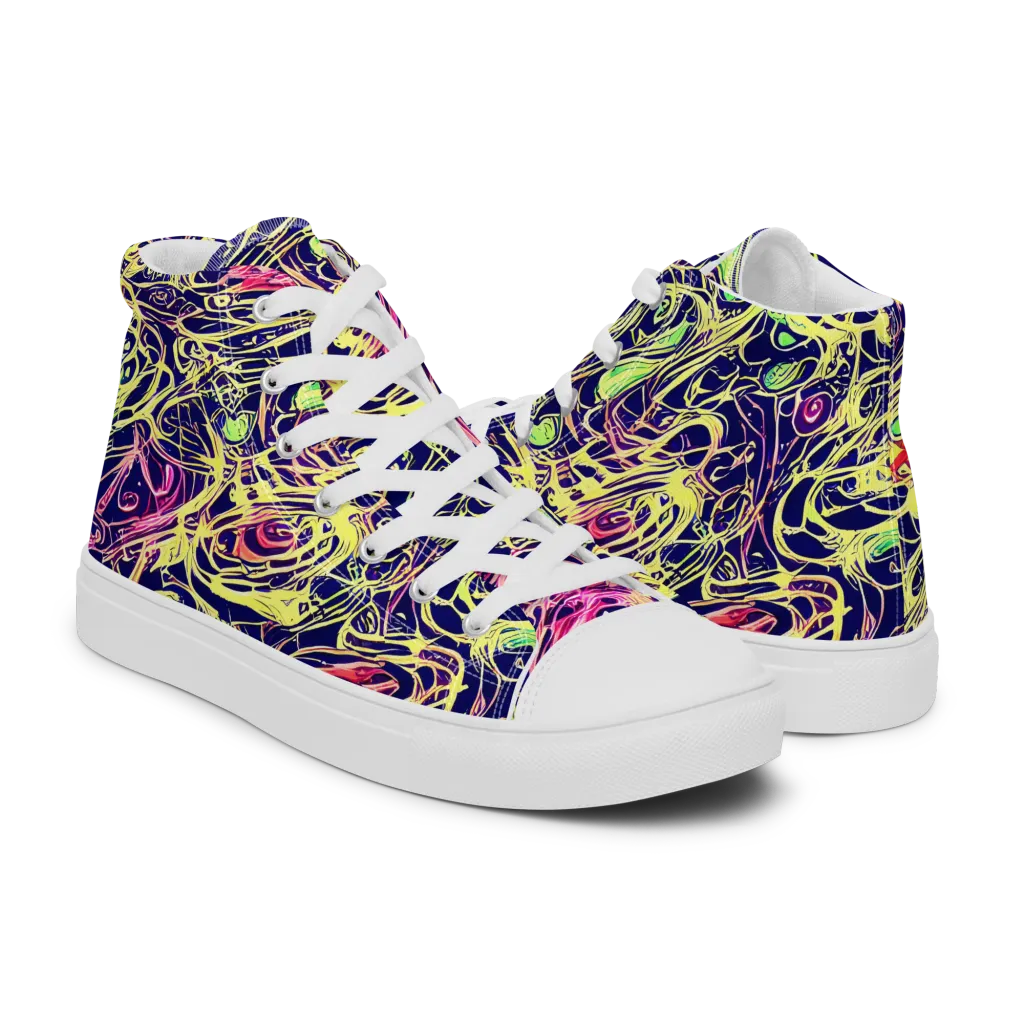 Lemon Ink Riptide on Women's High Top Canvas Shoes — Right