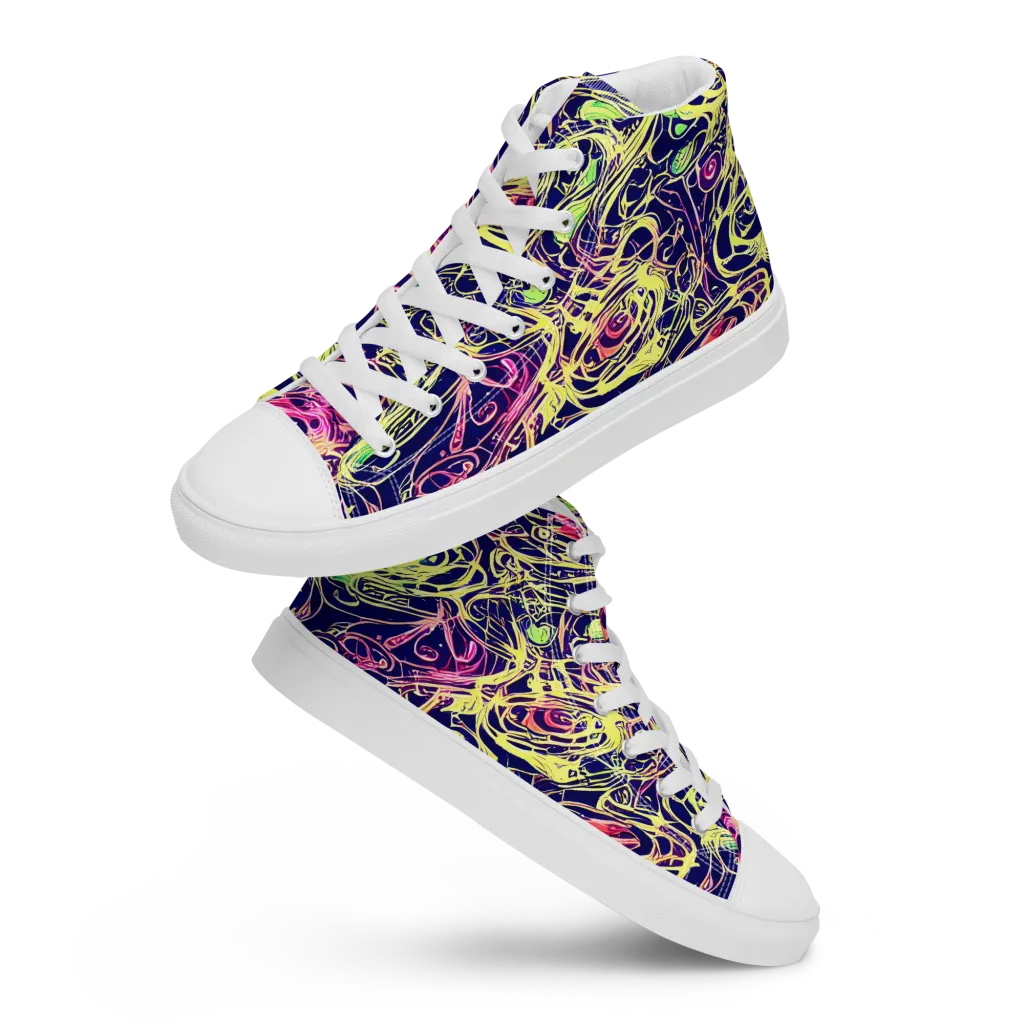 Lemon Ink Riptide on Women's High Top Canvas Shoes — Front