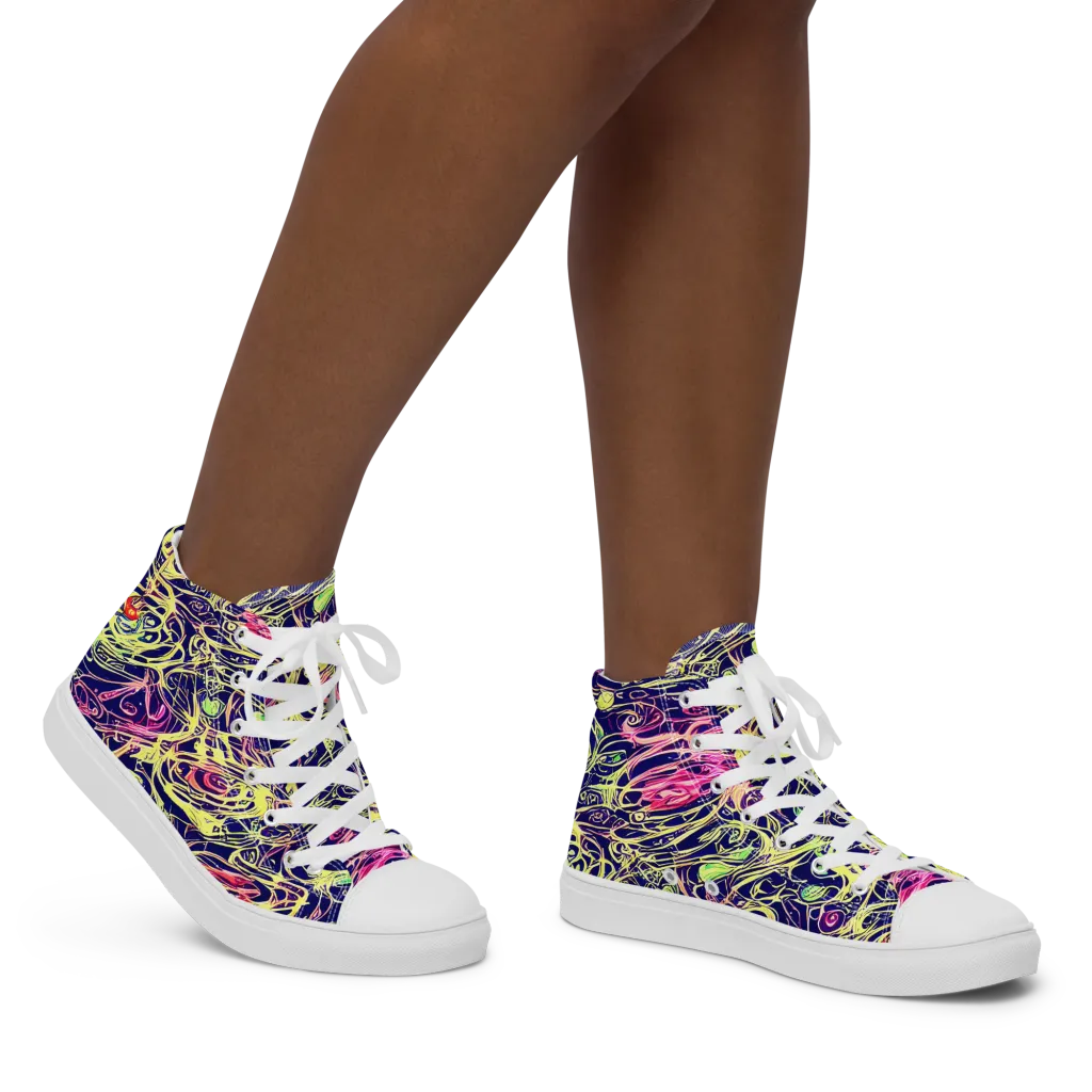 Lemon Ink Riptide on Women's High Top Canvas Shoes — Right