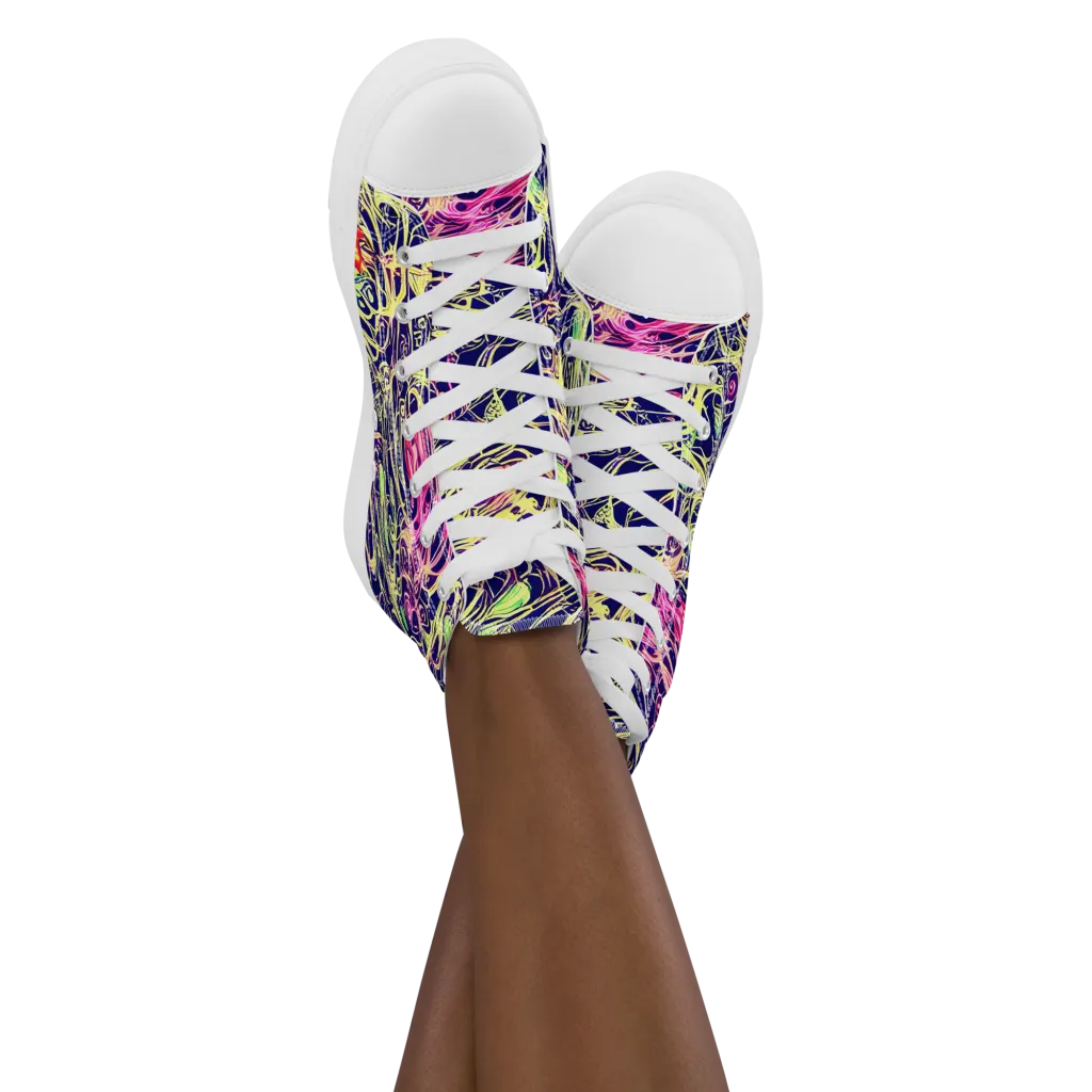 Lemon Ink Riptide on Women's High Top Canvas Shoes — Front