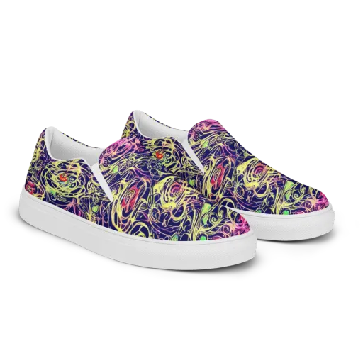 Lemon Ink Riptide on a Men's Slip-On Canvas Shoes