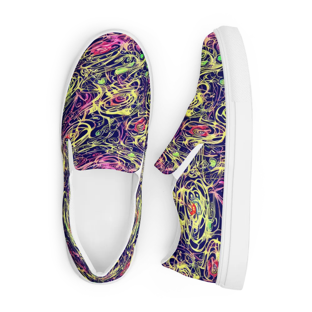 Lemon Ink Riptide on Men's Slip-On Canvas Shoes — Front