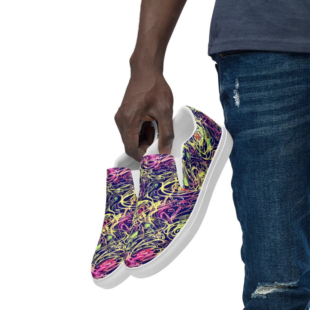 Lemon Ink Riptide on Men's Slip-On Canvas Shoes — Left Front