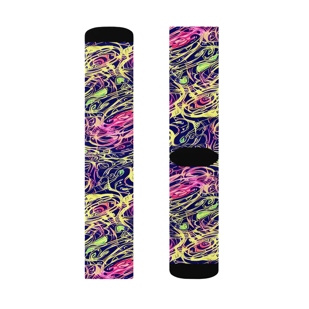 Lemon Ink Riptide on Socks — Right Sock
