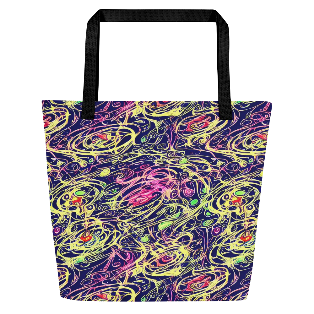 Lemon Ink Riptide on Large Tote Bag W/ Pocket — Front