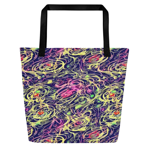 Lemon Ink Riptide on a Large Tote Bag W/ Pocket