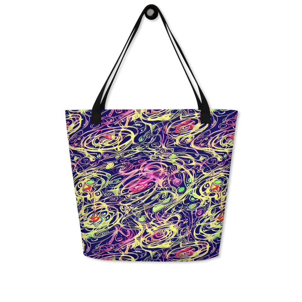 Lemon Ink Riptide on Large Tote Bag W/ Pocket — Front