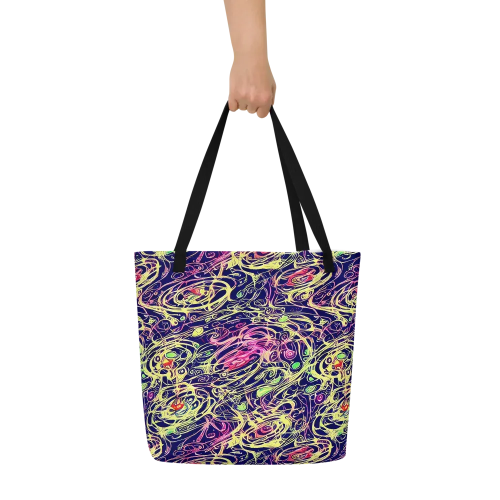 Lemon Ink Riptide on Large Tote Bag W/ Pocket — Front