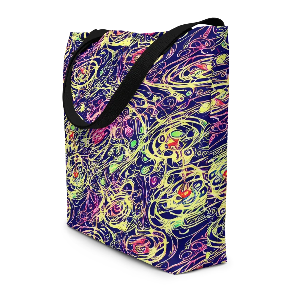 Lemon Ink Riptide on Large Tote Bag W/ Pocket — Front