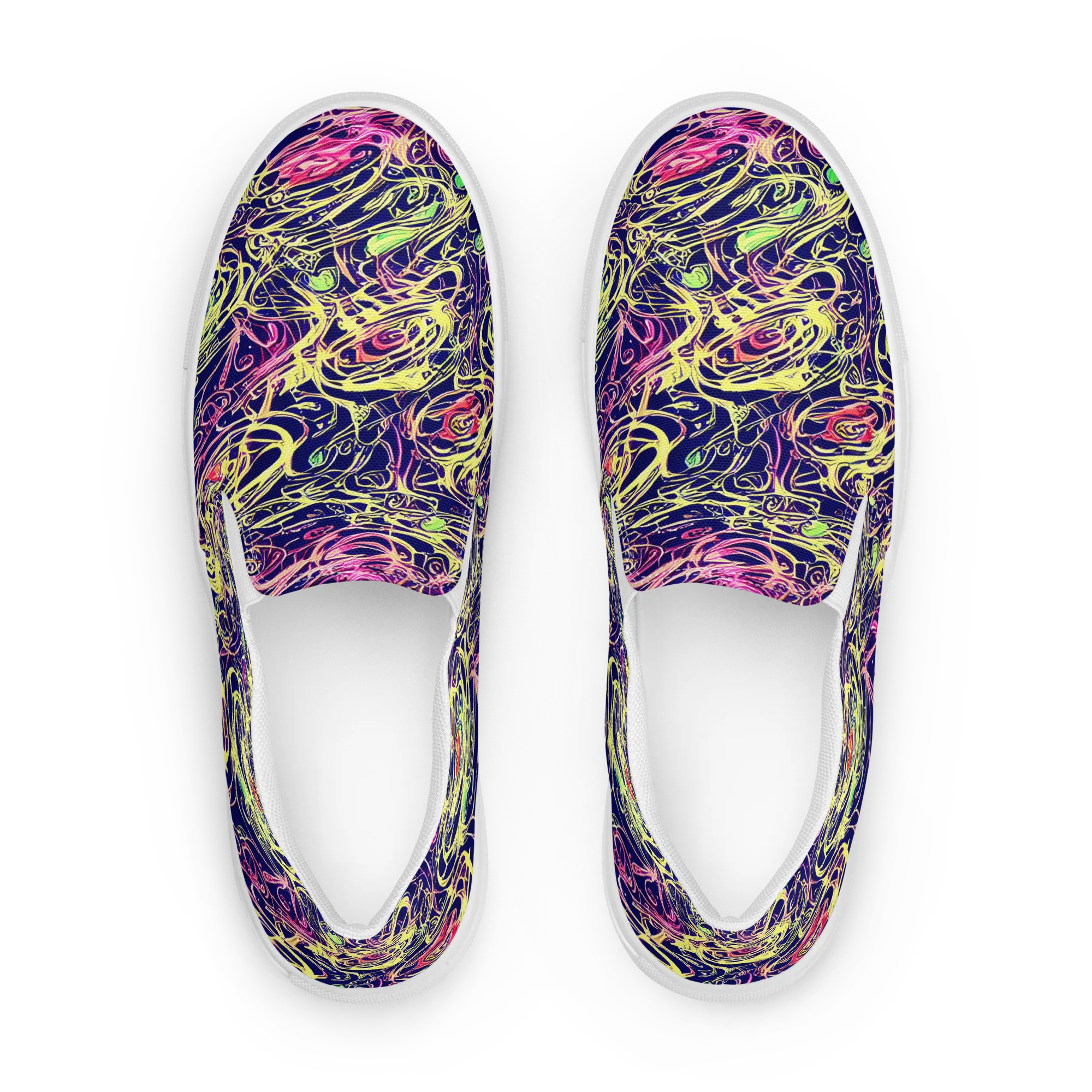 Lemon Ink Riptide on Women's Slip-On Canvas Shoes — Front