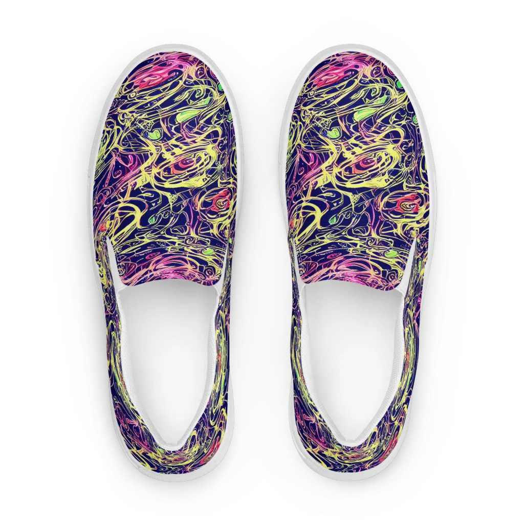 Lemon Ink Riptide on Women's Slip-On Canvas Shoes — Front