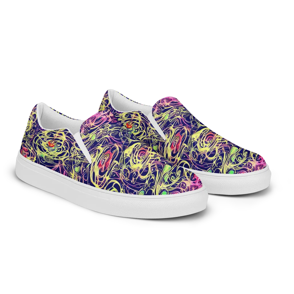 Lemon Ink Riptide on Women's Slip-On Canvas Shoes — Right Front