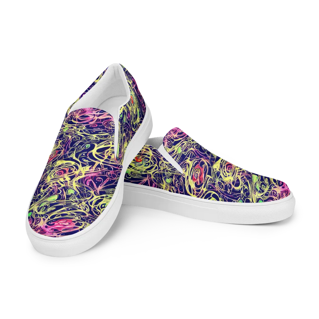 Lemon Ink Riptide on Women's Slip-On Canvas Shoes — Left Front