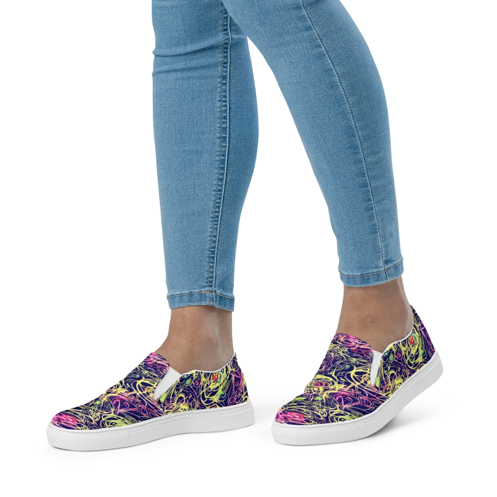 Lemon Ink Riptide on Women's Slip-On Canvas Shoes — Front
