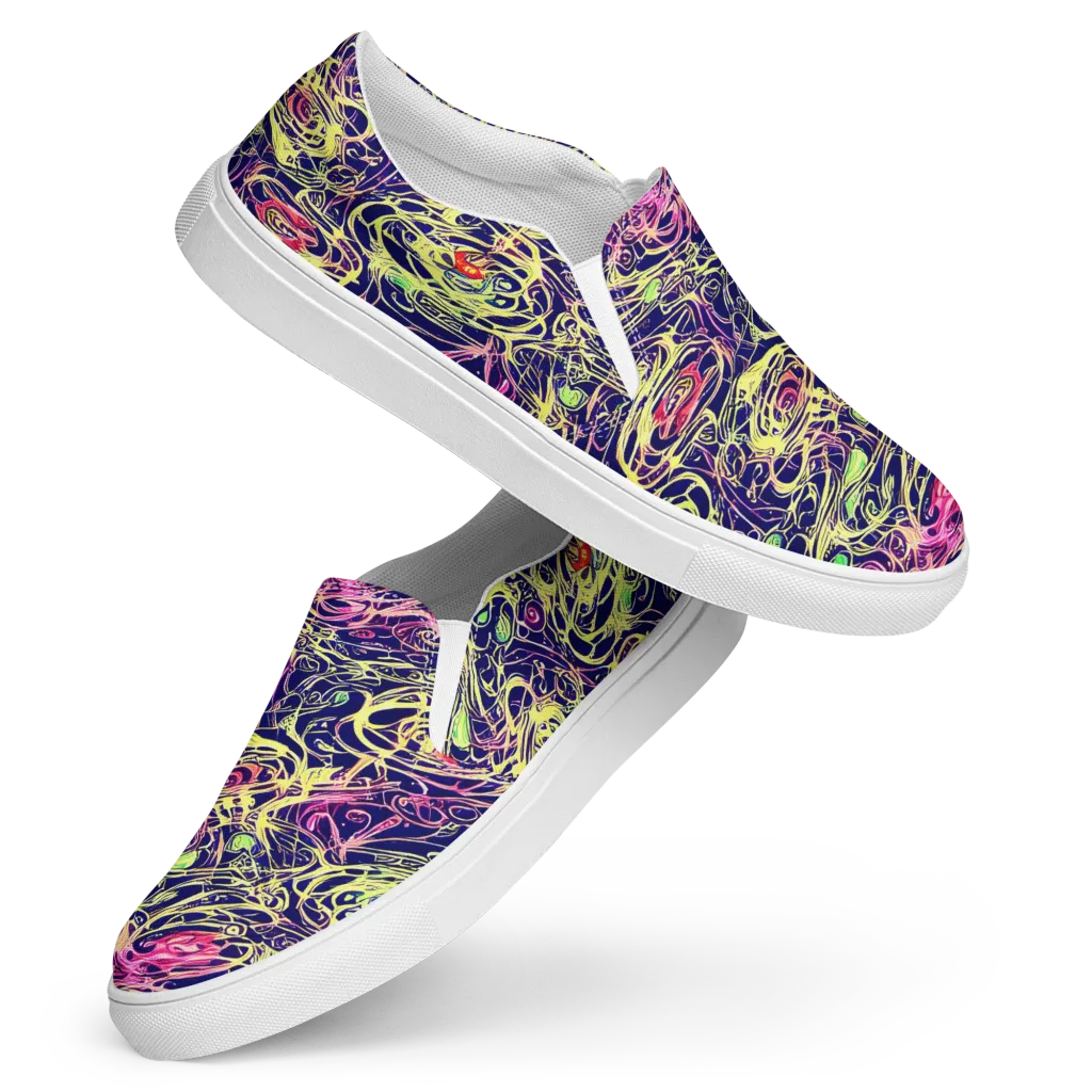 Lemon Ink Riptide on Women's Slip-On Canvas Shoes — Front