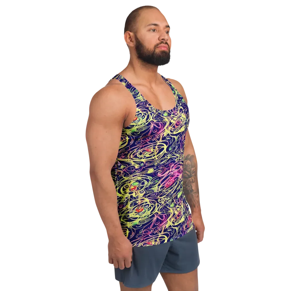 Lemon Ink Riptide on Men's Tank Top — Right Front