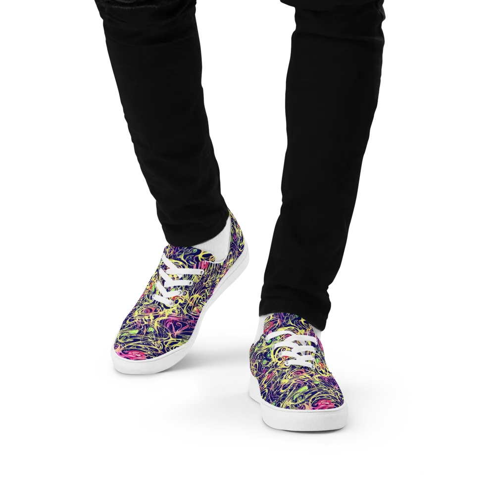 Lemon Ink Riptide on Men's Lace-Up Canvas Shoes — Front