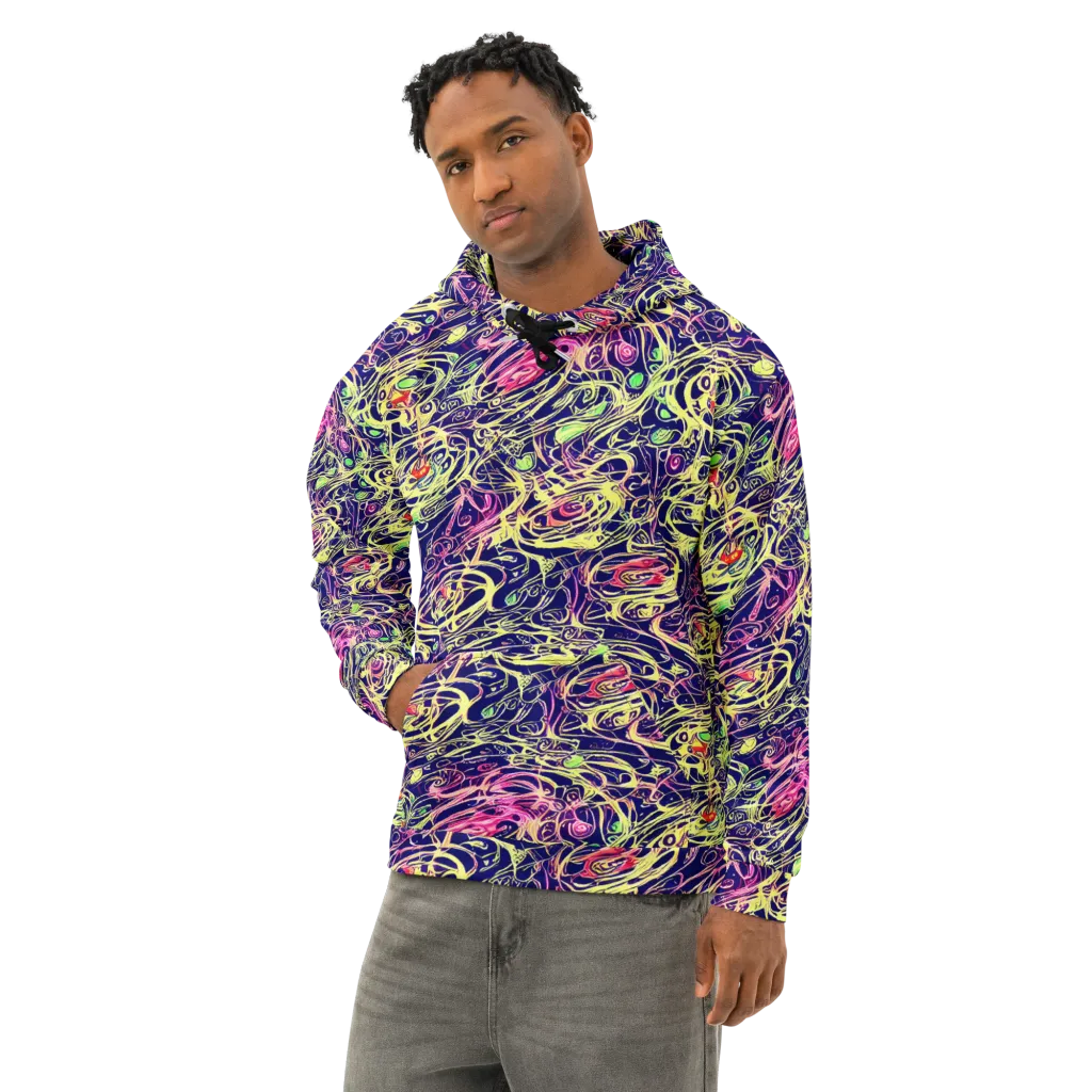 Lemon Ink Riptide on Cotton Hoodie — Left Front