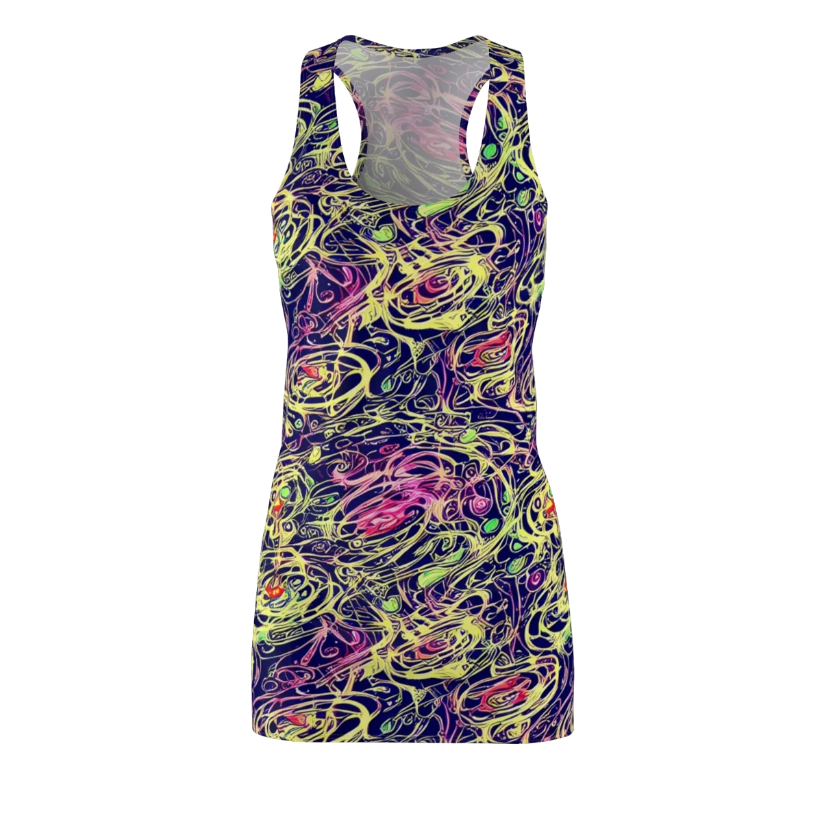 Lemon Ink Riptide on Racerback Dress — Front
