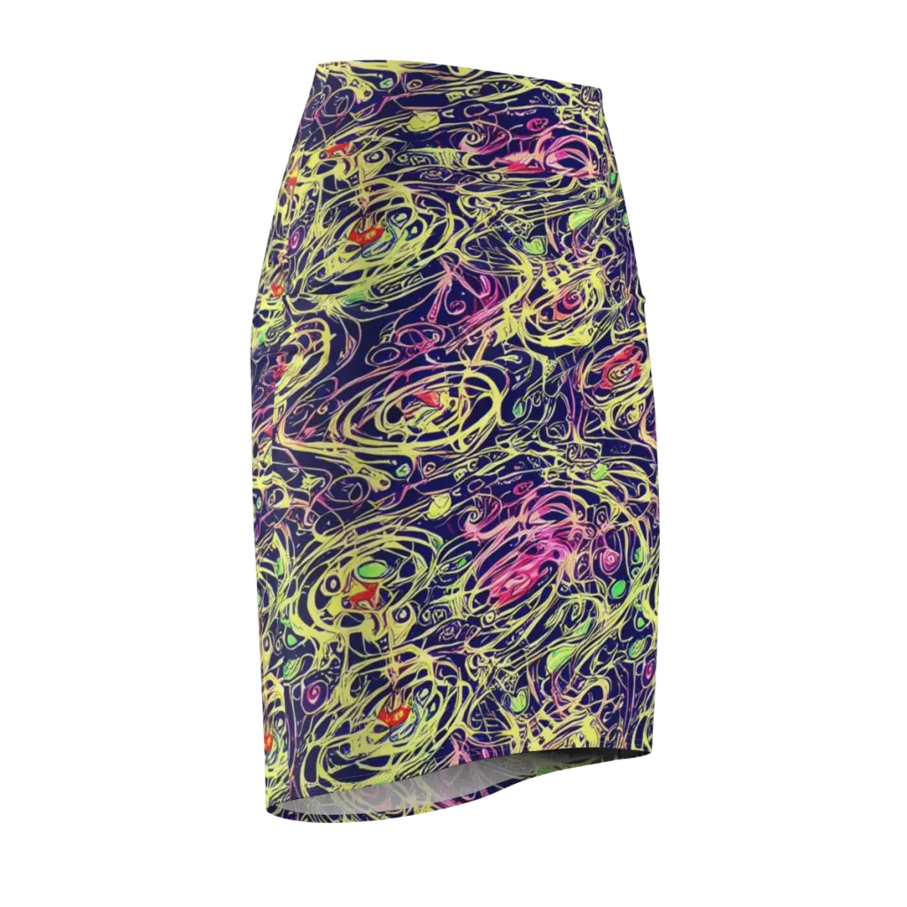 Lemon Ink Riptide on Pencil Skirt — Front Side