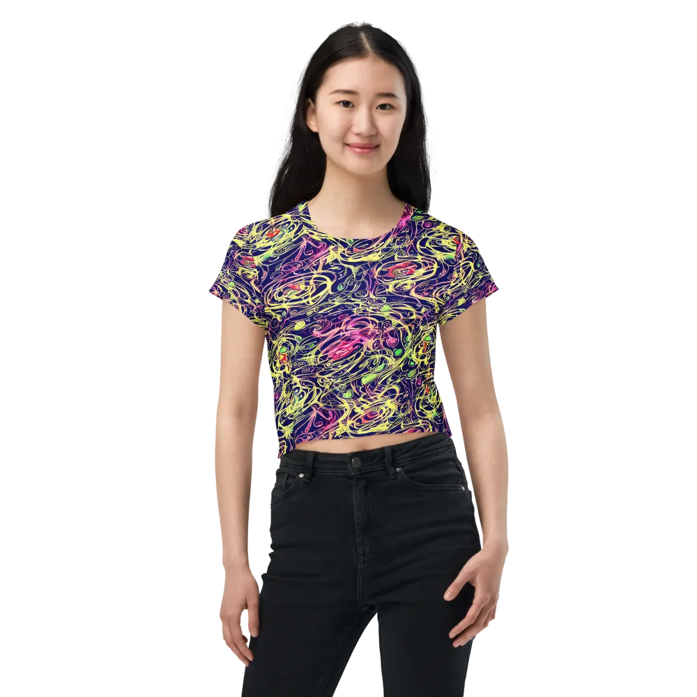 Lemon Ink Riptide on Crop Tee — Front