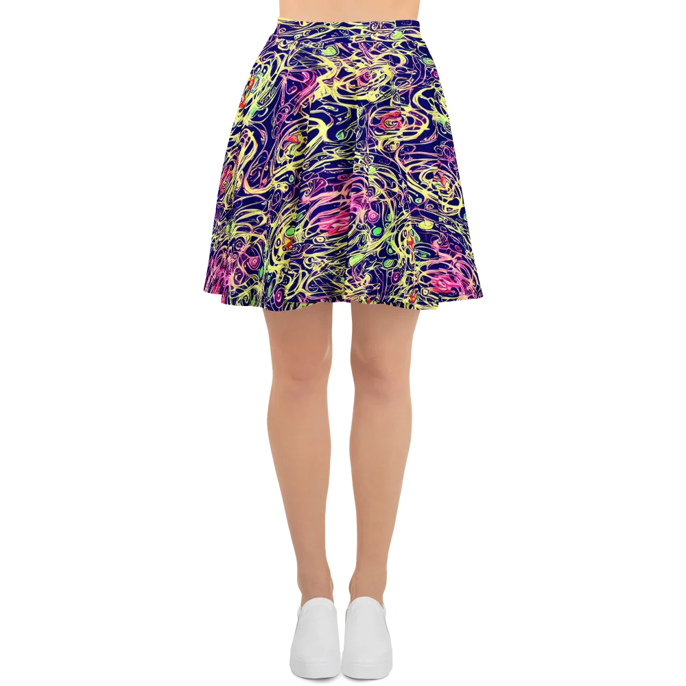 Lemon Ink Riptide on Skater Skirt — Front