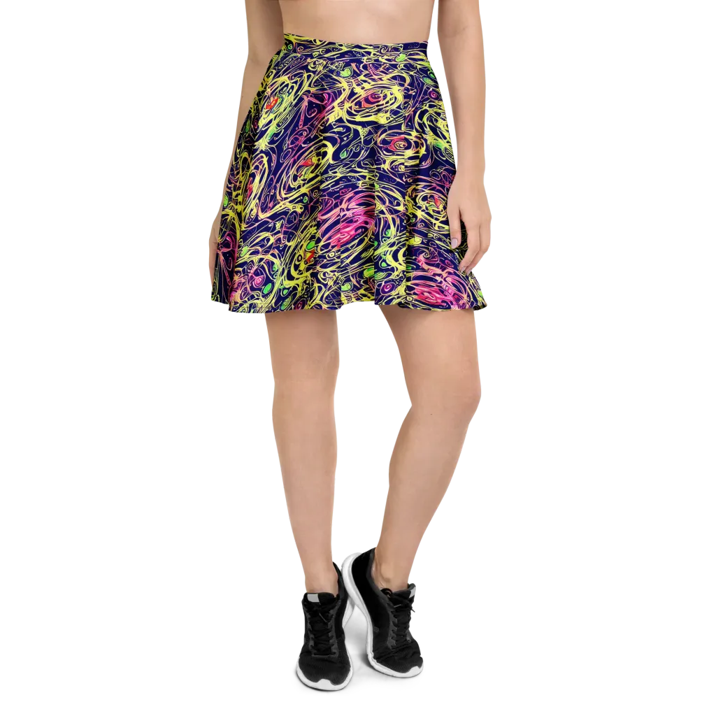 Lemon Ink Riptide on Skater Skirt — Front