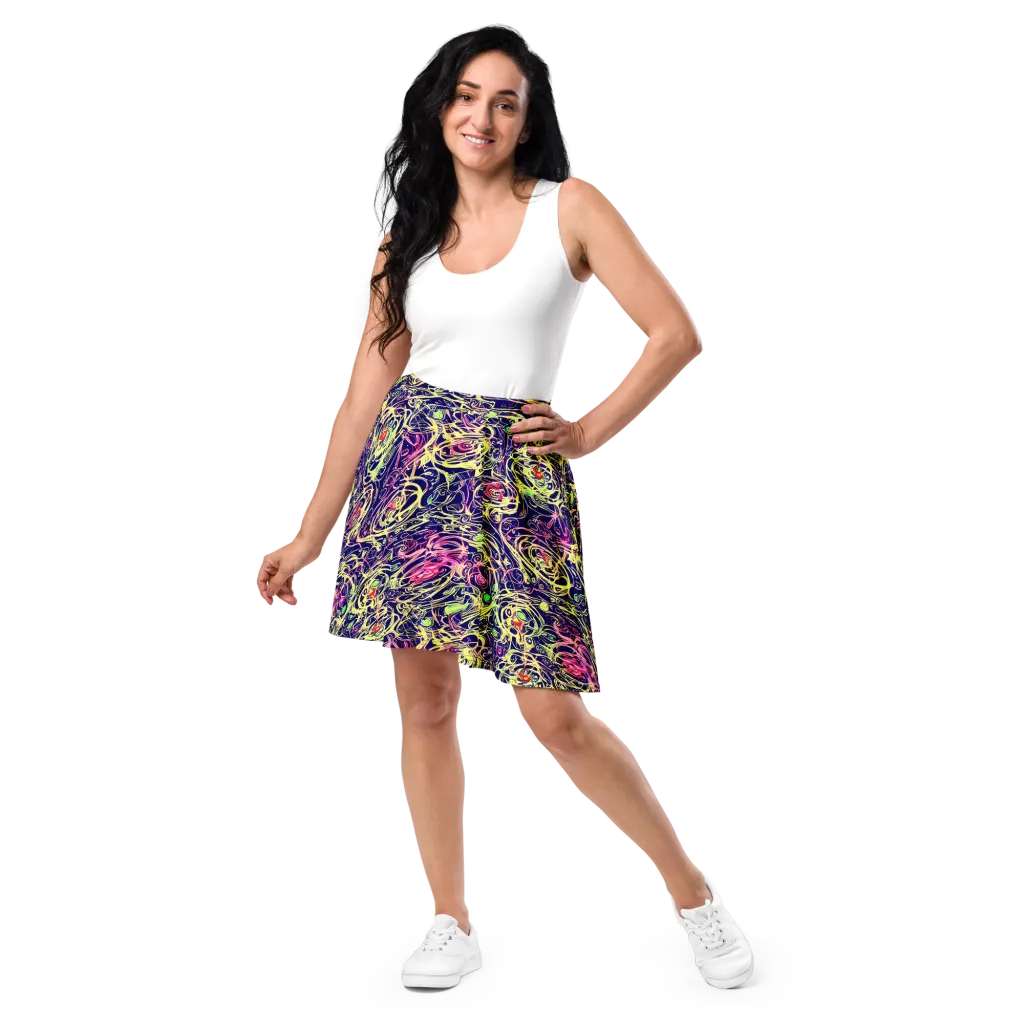 Lemon Ink Riptide on Skater Skirt — Front