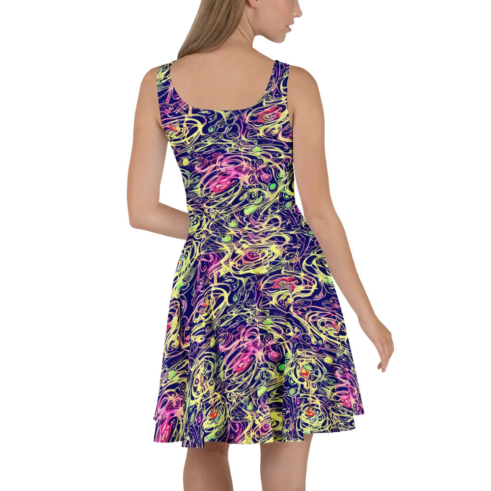 Lemon Ink Riptide on Skater Dress — Back