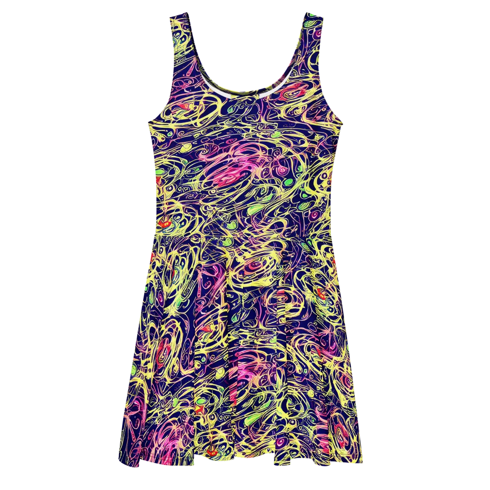 Lemon Ink Riptide on Skater Dress — Front