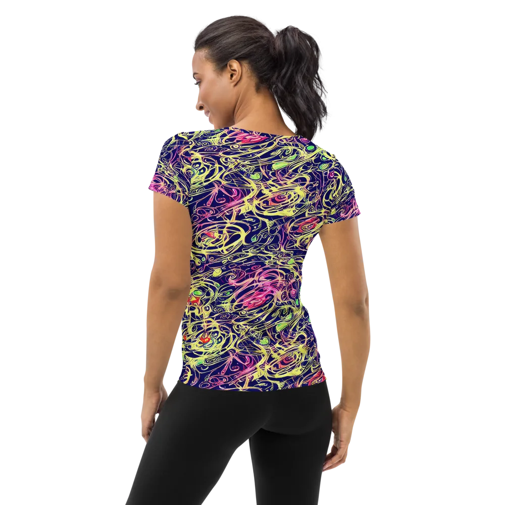 Lemon Ink Riptide on Women's Athletic T-Shirt — Back