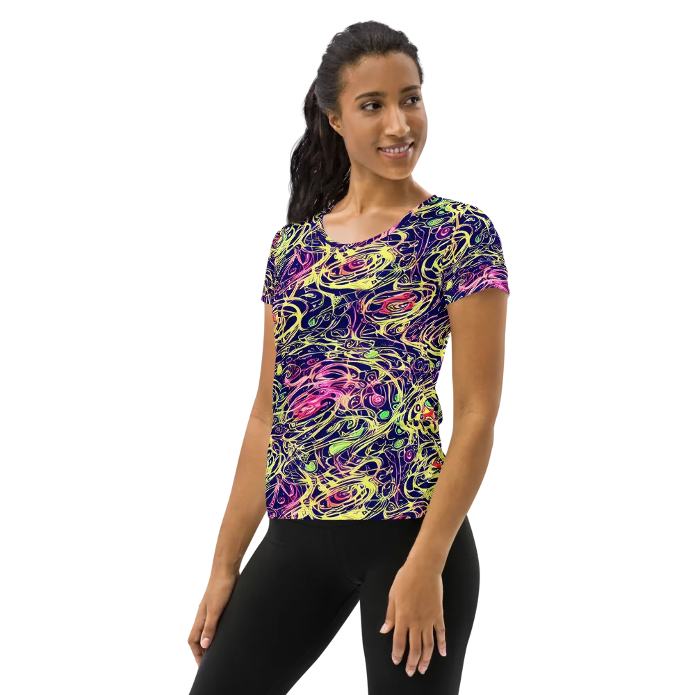 Lemon Ink Riptide on Women's Athletic T-Shirt — Left