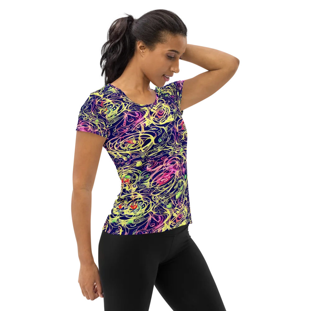 Lemon Ink Riptide on Women's Athletic T-Shirt — Right