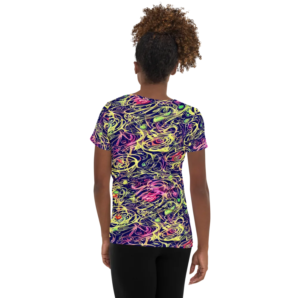 Lemon Ink Riptide on Women's Athletic T-Shirt — Back